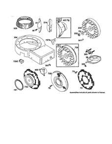 Flywheel/Guard/Blower-Housing Diagram and Parts List for 252700-252799 630-0719 Briggs and Stratton Engine